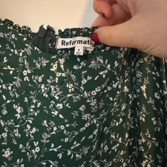Reformation Cammi Dress green floral size 4 - Picture 4 of 4